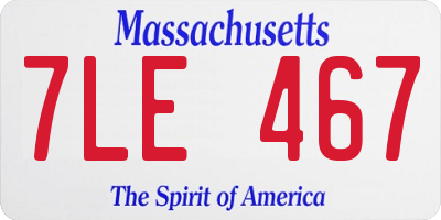 MA license plate 7LE467