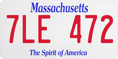 MA license plate 7LE472