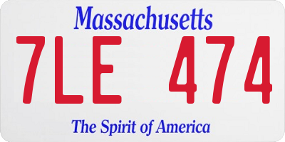 MA license plate 7LE474