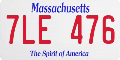 MA license plate 7LE476