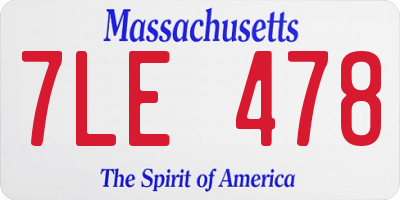 MA license plate 7LE478