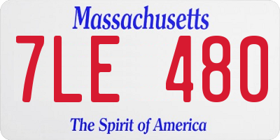MA license plate 7LE480