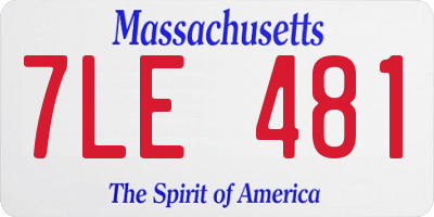 MA license plate 7LE481