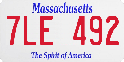 MA license plate 7LE492