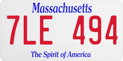 MA license plate 7LE494