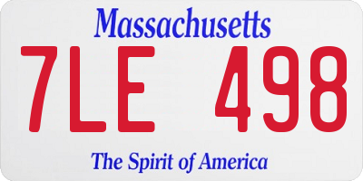 MA license plate 7LE498