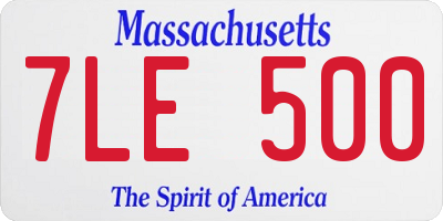 MA license plate 7LE500