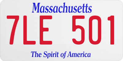 MA license plate 7LE501