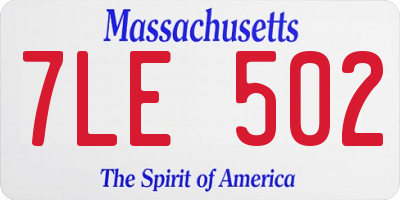 MA license plate 7LE502