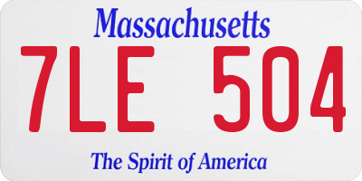 MA license plate 7LE504