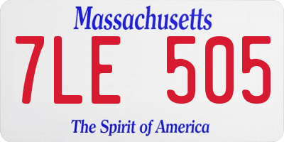 MA license plate 7LE505