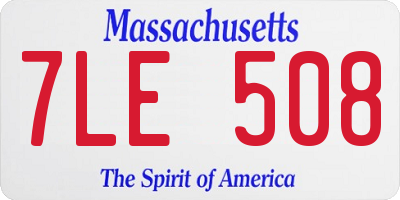 MA license plate 7LE508