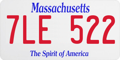 MA license plate 7LE522