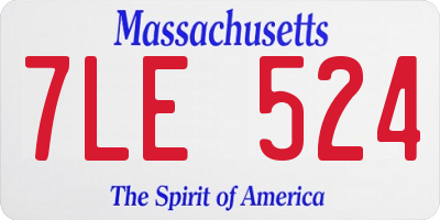 MA license plate 7LE524