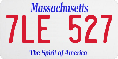 MA license plate 7LE527