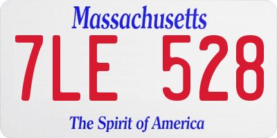 MA license plate 7LE528