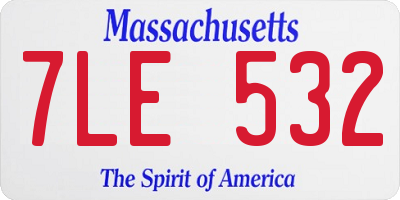 MA license plate 7LE532