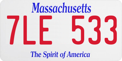 MA license plate 7LE533