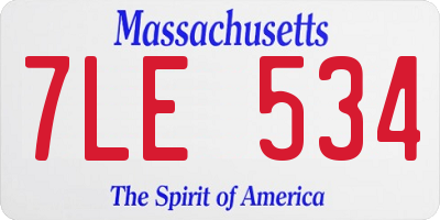 MA license plate 7LE534