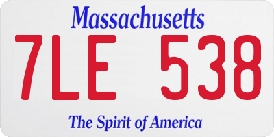 MA license plate 7LE538