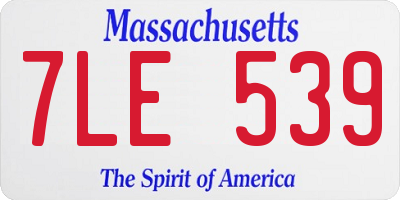 MA license plate 7LE539