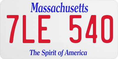 MA license plate 7LE540