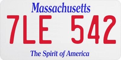 MA license plate 7LE542