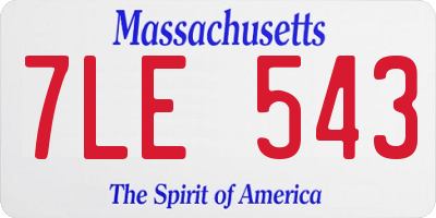 MA license plate 7LE543