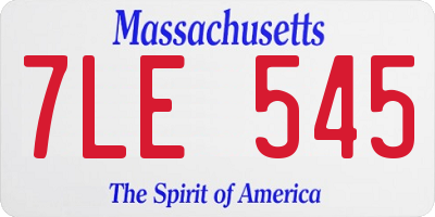 MA license plate 7LE545