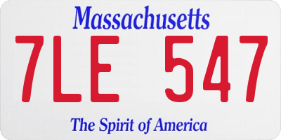MA license plate 7LE547