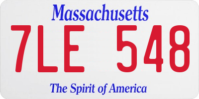 MA license plate 7LE548