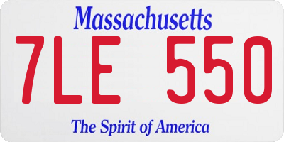 MA license plate 7LE550