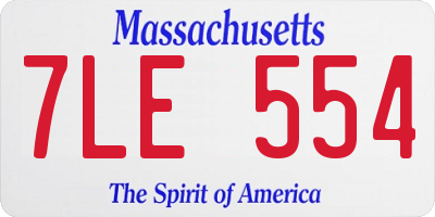 MA license plate 7LE554