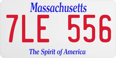 MA license plate 7LE556