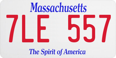 MA license plate 7LE557