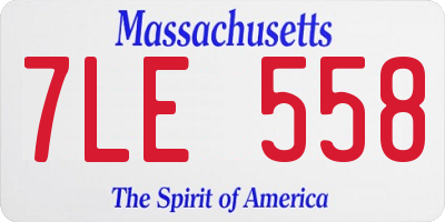 MA license plate 7LE558