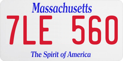 MA license plate 7LE560