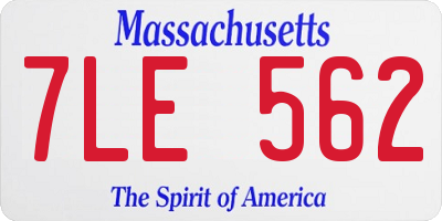 MA license plate 7LE562