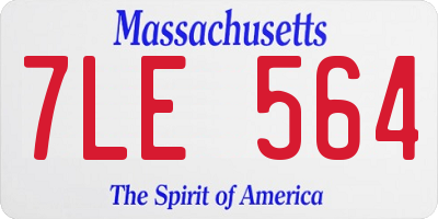 MA license plate 7LE564