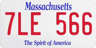 MA license plate 7LE566