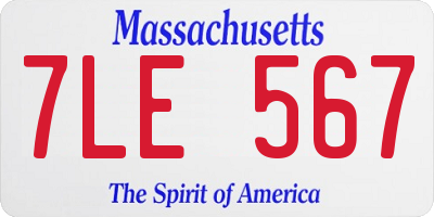 MA license plate 7LE567