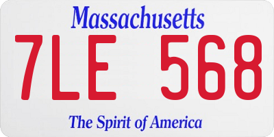 MA license plate 7LE568