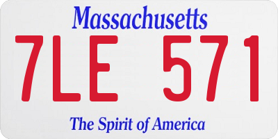 MA license plate 7LE571