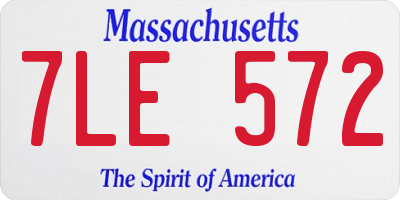 MA license plate 7LE572