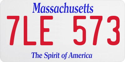 MA license plate 7LE573