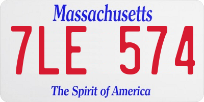 MA license plate 7LE574