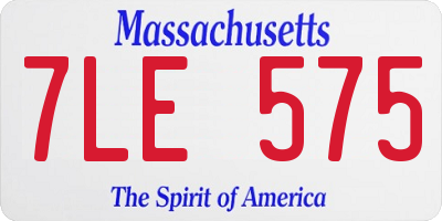 MA license plate 7LE575