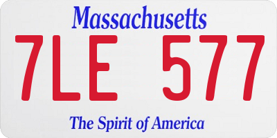 MA license plate 7LE577