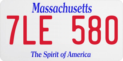 MA license plate 7LE580