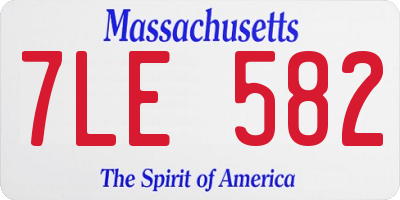 MA license plate 7LE582